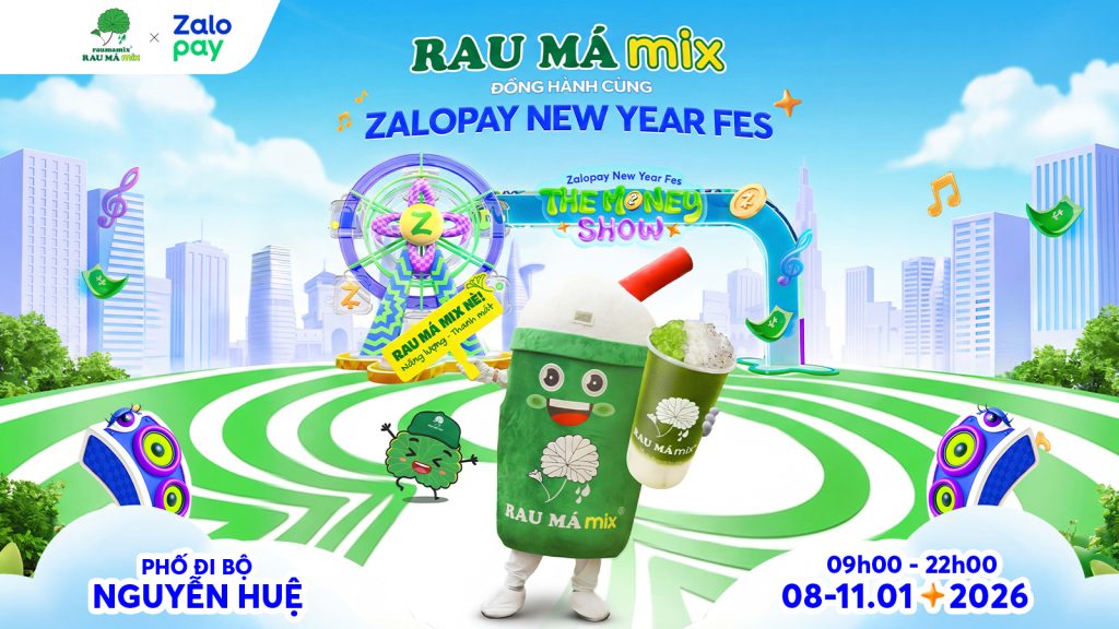 Rau Má Mix Tại Zalopay New Year Fes 2026 – Trạm Sạc Năng Lượng Giữa “Siêu” Sự Kiện